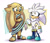 Size: 1995x1704 | Tagged: safe, artist:francoisl-artblog, gold the tenrec, silver the hedgehog, hedgehog, tenrec, duo, female, height difference, male, pk mark, white background