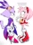 Size: 920x1232 | Tagged: safe, artist:amyrosesimp1, artist:randomguy9991, amy rose, blaze the cat, cat, hedgehog, 2021, amy x blaze, amy's halterneck dress, blaze's tailcoat, cute, female, females only, lesbian, looking at each other, shipping