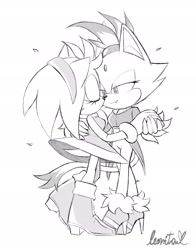 Size: 1516x1929 | Tagged: safe, artist:softyleonita, amy rose, blaze the cat, cat, hedgehog, 2022, amy x blaze, amy's halterneck dress, blaze's tailcoat, cute, dancing, eyes closed, holding hands, lesbian, shipping, sketch