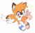 Size: 1024x974 | Tagged: safe, artist:cometkittygalaxy, miles "tails" prower, fox, 2022, arms out, blue shoes, blushing, cute, fur markings, looking at viewer, male, mouth open, one fang, simple background, smile, solo, tailabetes, white background