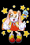 Size: 720x1056 | Tagged: dead source, safe, artist:shuraatrix, cheese (chao), cream the rabbit, chao, rabbit, agender, black background, duo, female, looking at viewer, mouth open, neutral chao, outline, simple background, smile, star (symbol), v sign