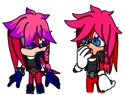 Size: 1024x783 | Tagged: safe, artist:sonicgal390, jani-ca, lara-su, echidna, female, females only, jacket, purple eyes, sunglasses