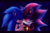 Size: 1430x945 | Tagged: safe, artist:shadisfaction, shadow the hedgehog, sonic the hedgehog, gay, kiss on cheek, ring, shadow x sonic, shipping, space