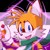 Size: 768x768 | Tagged: safe, artist:homophobic-sonic, miles "tails" prower, fox, asexual, asexual pride, edit, freckles, holding something, icon, looking at viewer, male, one fang, pride, pride flag, pride flag background, scarf, smile, solo