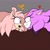 Size: 2048x2048 | Tagged: dead source, safe, artist:butterrrmoth, amy rose, blaze the cat, cat, hedgehog, amy x blaze, bed, cute, female, females only, heart, lesbian, shipping