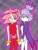 Size: 1620x2160 | Tagged: safe, artist:0oimaginarywolfo0, amy rose, blaze the cat, cat, hedgehog, 2021, abstract background, amy x blaze, clothes, duo, eyes clipping through hair, frown, gay, gender swap, glowing, holding hands, lidded eyes, looking at viewer, looking offscreen, male, males only, outline, r63 shipping, standing