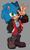 Size: 826x1372 | Tagged: safe, artist:sugarhog-au, sonic the hedgehog, hedgehog, alternate universe, blushing, boots, claws, clothes, fully clothed, grey background, hand in pocket, jacket, looking at viewer, male, pawpads, shirt, shorts, simple background, smile, solo, standing, v sign, wink