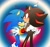 Size: 1700x1602 | Tagged: safe, artist:angelofhapiness, artist:shadisfaction, shadow the hedgehog, sonic the hedgehog, hedgehog, 2016, blushing, duo, gay, grabbing tail, gradient background, heart, lidded eyes, male, males only, shadow x sonic, shipping, smile, standing, surprised, wagging tail