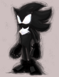 Size: 1582x2048 | Tagged: safe, artist:corffee, shadow the hedgehog, hedgehog, sonic prime, beige background, glowing eyes, male, simple background, solo, standing, void form, void shadow