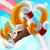 Size: 2048x2048 | Tagged: safe, artist:seagull-scribbles, miles "tails" prower, fox, abstract background, aviator jacket, badge, clenched teeth, clouds, falling, gloves, headcanon, heart tail, looking offscreen, mid-air, rainbow, shoes, smile, socks, solo, thumbs up, trans male, trans pride, transgender