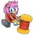 Size: 1590x1697 | Tagged: safe, artist:seagull-scribbles, amy rose, hedgehog, female, holding something, looking at viewer, mouth open, one fang, open smile, piko piko hammer, posing, simple background, smile, smiling at viewer, solo, transparent background