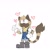 Size: 1378x1378 | Tagged: safe, artist:angaykitten, oc, lemur, 2022, child, fankid, female, flat colors, heart, heterochromia, looking up, magical lesbian spawn, oc only, one fang, overalls, parent:tangle, parent:whisper, parents:whispangle, smile, solo, standing, thumbs up