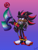 Size: 2100x2800 | Tagged: dead source, safe, artist:sundae2004, shadow the hedgehog, hedgehog, 2023, alternate universe, back fluff, cheek fluff, chest fluff, claws, fingerless gloves, flag, gay, holding something, jacket, lidded eyes, looking offscreen, male, mlm pride, neck fluff, one fang, pride, pride flag, red star ring, shadow's logo, signature, smile, solo, standing