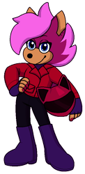 Size: 384x785 | Tagged: safe, artist:erasabledata, sonia the hedgehog, hedgehog, clothes, female, helmet, holding something, redesign, simple background, solo, standing, transparent background