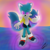 Size: 2048x2048 | Tagged: safe, artist:cdmgamingyt, oc, oc:isaac the fox, fox, hybrid, 2022, abstract background, blue fur, fankid, fennec, frown, glowing eyes, jacket, looking at viewer, magical gay spawn, male, oc only, outdoors, parent:kit, parent:tails, parents:kittails, purple eyes, sunset, two tails, water
