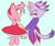 Size: 1280x1086 | Tagged: safe, artist:beeames, amy rose, blaze the cat, cat, hedgehog, 2018, amy x blaze, amy's halterneck dress, blaze's tailcoat, duo, duo female, eyes closed, female, females only, hearts, holding hands, lesbian, shipping, simple background, smile, smiling at them
