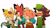 Size: 2048x1137 | Tagged: safe, artist:fernsnailz, amy rose, barry the quokka, miles "tails" prower, shadow the hedgehog, fox, hedgehog, the murder of sonic the hedgehog, confused, decapitated limb, decapitation, ear fluff, eyebrow quirk, female, floppy ear, frown, group, holding something, looking at something, male, mouth open, quokka, simple background, standing, white background