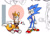 Size: 800x578 | Tagged: safe, artist:zulema, miles "tails" prower, sonic the hedgehog, fox, hedgehog, 2018, alternate universe, alternate version, au:sonic paradice, duo, looking at viewer, male, males only, redesign, smile, standing