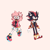 Size: 2000x2000 | Tagged: safe, artist:sp1nd-ash, amy rose, hybrid, tenrec, alternate universe, beanbrows, beige background, brother and sister, clothes, colored ears, dark skin, duo, echidhog, female, floppy ear, jacket, looking at viewer, redesign, scar, siblings, simple background, smile, species swap, standing, top surgery scars, yellow sclera