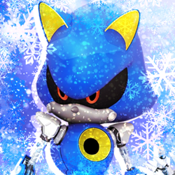 Size: 750x750 | Tagged: safe, artist:sonic-hedgekin, metal sonic, black sclera, icon, robot, snowflake, solo, winter