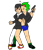 Size: 833x960 | Tagged: safe, artist:noooonswing, scourge the hedgehog, shadow the hedgehog, human, asymmetrical legwear, black hair, blue eyes, gay, glasses, glasses on head, green hair, gun, heart, humanized, jacket, male, red eyes, scars, shadourge, shipping, shoes, shorts, single leg pantyhose, sunglasses