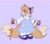 Size: 2048x1810 | Tagged: safe, artist:sonicattos, miles "tails" prower, oc, oc:molly prower, fox, claws, cute, dress, eyelashes, female, gloves off, goggles, goggles on head, lolita, looking offscreen, mouth open, pawpads, posing, purple background, simple background, smile, solo, standing, tailabetes, trans female, transgender, wink