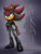 Size: 600x787 | Tagged: safe, artist:blizzardwolf, shadow the hedgehog, hedgehog, black fur, boots, glasses, glasses on head, gradient background, hand on hip, jacket, male, obtrusive watermark, red eyes, red fur, solo, sunglasses, text, watermark