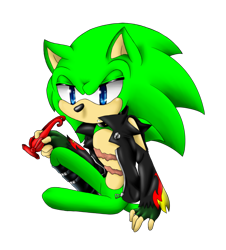 Size: 850x939 | Tagged: safe, artist:missydischa, scourge the hedgehog, hedgehog, blue eyes, boots, fingerless gloves, glasses, gloves, green fur, jacket, male, scars, sunglasses