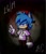 Size: 1620x1880 | Tagged: safe, artist:arivane, hedgehog, abstract background, backwards cap, blood, blood stain, boyfriend (friday night funkin'), clothes, friday night funkin, frown, gloves, hoodie, looking at viewer, male, mobianified, mod:tails' diary, pants, pointing, signature, solo