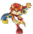 Size: 878x910 | Tagged: safe, artist:mizusawa-yuki, elias acorn, chipmunk, blue eyes, boots, brown fur, jacket, male, solo, sweater, sword, weapon