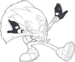 Size: 979x816 | Tagged: safe, artist:gwencarson, sonic the hedgehog, hedgehog, belt, cape, gloves, goggles, male, shoes, socks