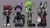 Size: 2048x1152 | Tagged: safe, artist:kumo_zd, blaze the cat, infinite the jackal, shadow the hedgehog, surge the tenrec, cat, hedgehog, jackal, tenrec, clothes, female, guitar, headphones, male, phone, quartet, umbrella