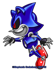 Size: 395x500 | Tagged: safe, artist:lululunabuna, metal sonic, hedgehog, classic style, robot