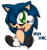 Size: 865x924 | Tagged: safe, artist:fernandathehedgehog, sonic the hedgehog, hedgehog, blue fur, gloves, green eyes, male, nega form, one eye closed, shoes, socks, tongue out