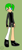 Size: 673x1514 | Tagged: safe, artist:noooonswing, oc, oc:durian the quilladillo, human, asymmetrical legwear, blue eyes, fankid, flat colors, green background, green hair, heterochromia, humanized, jacket, looking at viewer, magical gay spawn, male, oc only, parent:mighty, parent:scourge, parents:scourighty, red eyes, shoes, shorts, simple background, single fingerless glove, single thighhigh
