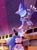 Size: 1525x2048 | Tagged: safe, artist:pastelmangos, artist:yu33_pm, chaos sonic, sonic the hedgehog, hedgehog, sonic prime s2, 2023, abstract background, duo, frown, genderless, looking up at them, male, robot, smile, standing, star (sky), stardust speedway, sweatdrop, time travel, waving