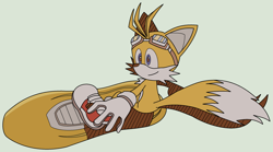 Size: 2597x1449 | Tagged: safe, artist:stephen-fisher, miles "tails" prower, fox, 2022, extreme gear, looking ahead, simple background, smile, solo, sonic riders