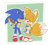 Size: 1967x1782 | Tagged: safe, artist:gacha-every, artist:lemonpickl, miles "tails" prower, sonic the hedgehog, alternate version, apron, blushing, chili dog, color edit, colored version, cute, duo, edit, eyes closed, fork, gay, hand on own arm, heart, holding something, kiss on cheek, mouth open, one fang, outline, shipping, smile, sonic x tails, standing, tailabetes