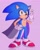 Size: 1619x2048 | Tagged: safe, artist:sakuchan_art, sonic the hedgehog, 2023, aromantic, aromantic pride, asexual, asexual pride, cape, hand on hip, heart, looking at viewer, pout, pride, purple background, simple background, solo, standing