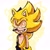 Size: 2048x2048 | Tagged: safe, artist:aqspec, sonic the hedgehog, clenched teeth, fleetway, fleetway super sonic, looking at viewer, sharp teeth, simple background, smile, solo, standing, super form, white background