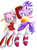 Size: 600x818 | Tagged: safe, artist:shira hedgie, amy rose, blaze the cat, cat, hedgehog, 2008, amy x blaze, amy's halterneck dress, blaze's tailcoat, female, females only, flame, lesbian, looking at something, piko piko hammer, shipping, simple background, white background