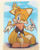 Size: 1500x1875 | Tagged: safe, artist:mintokitsune_, miles "tails" prower, bird, fox, abstract background, ambiguous gender, blushing, budgie, clothes, cockatiel, cute, fully clothed, group, literal animal, looking at them, male, mouth open, nuzzle, one eye closed, parakeet, shirt, shorts, slippers