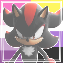 Size: 590x590 | Tagged: safe, artist:homophobic-sonic, shadow the hedgehog, edit, hyperfluxsexual, hyperfluxsexual pride, icon, nonbinary, nonbinary pride, outline, pride, pride flag background, solo