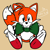 Size: 2000x2000 | Tagged: safe, artist:sonic3_da, miles "tails" prower, 2023, beige background, bowtie, classic tails, flat colors, front view, looking at viewer, male, signature, simple background, sitting, smile, smiling at viewer, solo