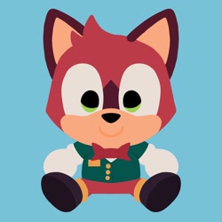 Size: 2048x2048 | Tagged: safe, artist:lizard_scales, barry the quokka, 2023, barrybetes, blue background, chibi, cute, lineless, looking at viewer, no outlines, simple background, smile, solo