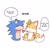 Size: 1000x1000 | Tagged: dead source, safe, artist:koreen_tutku01, miles "tails" prower, sonic the hedgehog, 2023, age difference, crying, cute, dialogue, duo, english text, gay, grammatical error, heart, ship name, shipping, simple background, smile, sonabetes, sonic x tails, speech bubble, tailabetes, tears, tears of happiness, white background