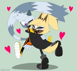 Size: 2048x1895 | Tagged: safe, artist:fartist2020, tangle the lemur, whisper the wolf, hugging, lesbian, shipping, tangle x whisper