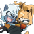 Size: 2048x2048 | Tagged: safe, editor:taeko, tangle the lemur, whisper the wolf, duo, edit, hugging, lesbian, shipping, simple background, tangle x whisper, transparent background, transparent edit