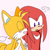 Size: 2048x2048 | Tagged: safe, artist:kptya, knuckles the echidna, miles "tails" prower, ..., age difference, blushing, cute, duo, eyes closed, gay, holding something, knucklebetes, knuxails, looking down, pink background, shipping, simple background, standing, tailabetes