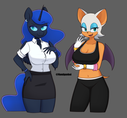 Size: 1814x1694 | Tagged: safe, artist:handgunboi, rouge the bat, anthro, nightmare moon, secretary